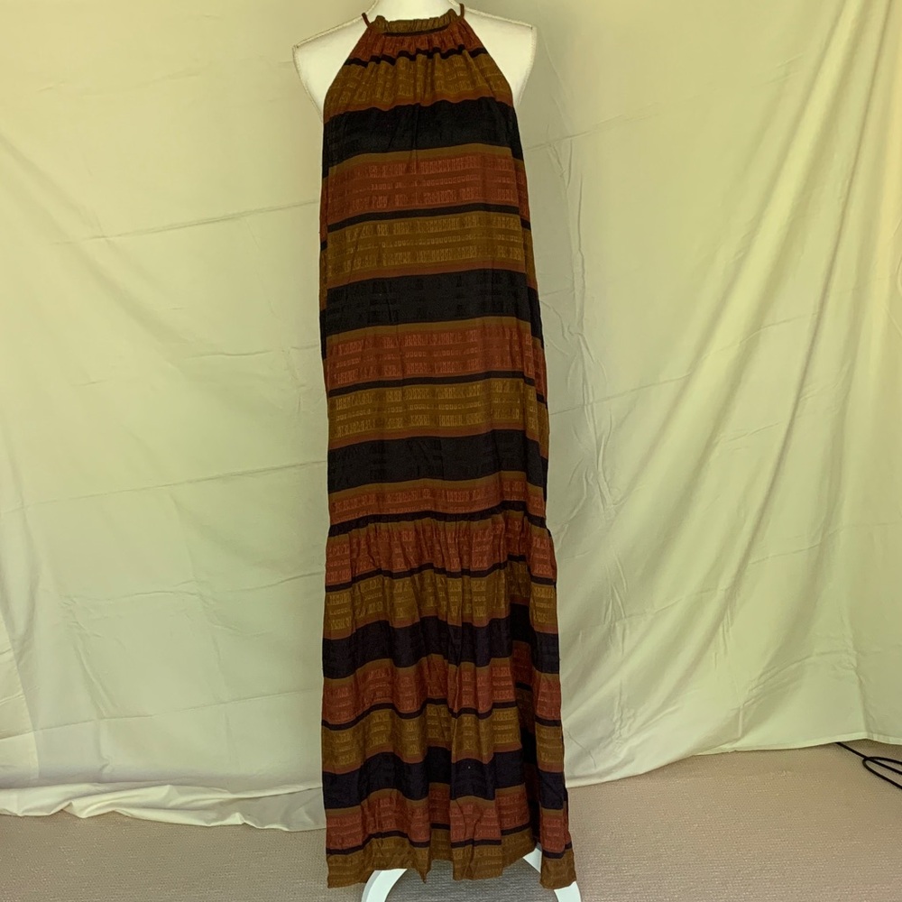 H&M Black and Brown Striped Maxi Dress